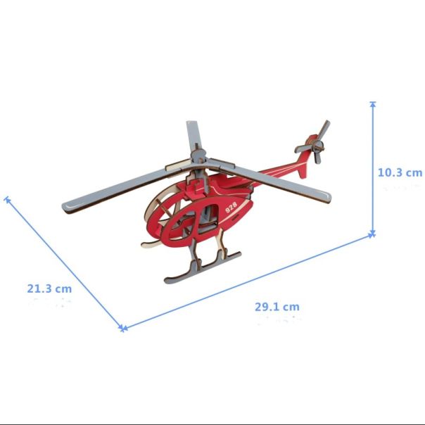3d drvena slagalica - Crveni helikopter - 7-1