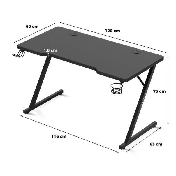 Huzaro Hero 2.5 Crni Gaming sto - 1252-1-1-1