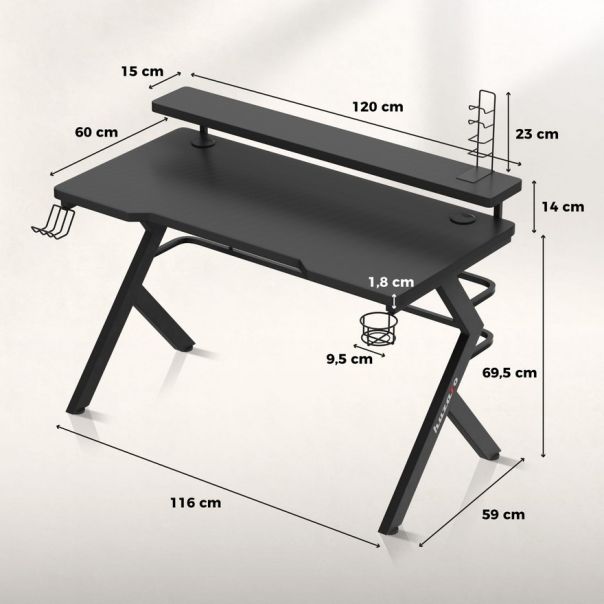 Huzaro Hero 5 Crni Gaming sto - 1070-1-1