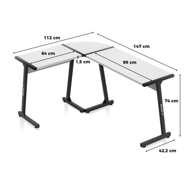 Huzaro Hero 6 Beli Ugaoni Gaming sto - 1760