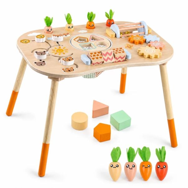 Dečiji aktivni sto KINDER HOME, Montesori igraonica 6 u 1, puno drvo - EP3265203