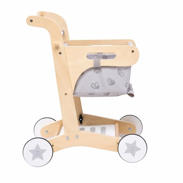 Drvene hodalice za bebe KINDER HOME, kolica za kupovinu sa korpom, igračka za guranje, Montesori - EP3265209