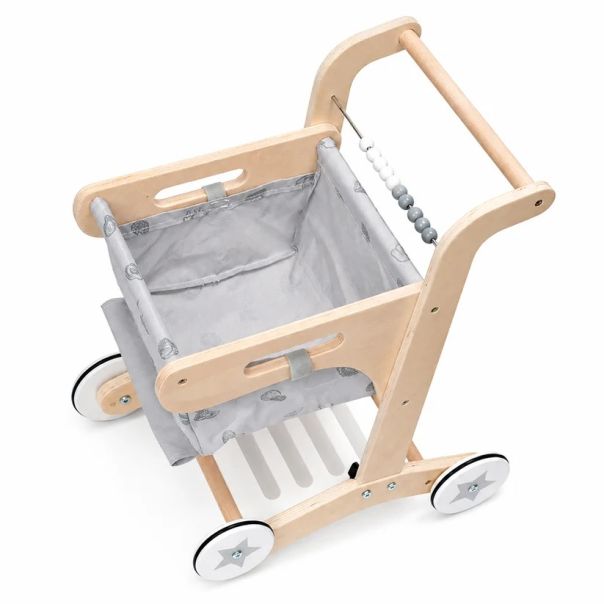 Drvene hodalice za bebe KINDER HOME, kolica za kupovinu sa korpom, igračka za guranje, Montesori - EP3265209