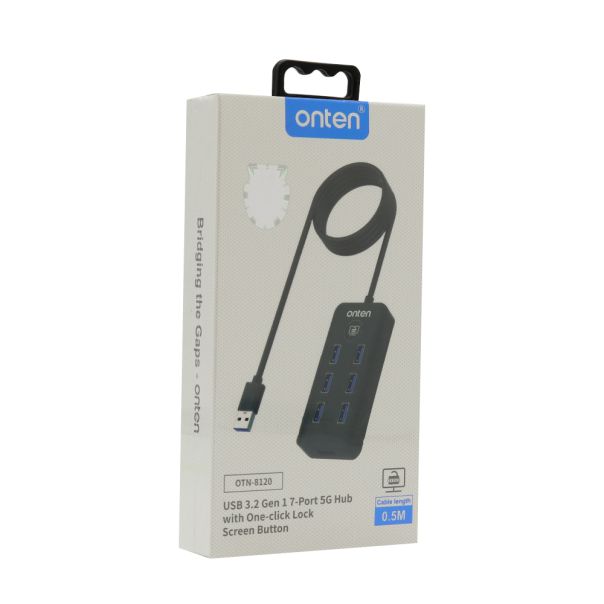 Hub USB 3.2 sa 7 portova Gen 1 5G + Lock screen dugme 50cm (OTN-8120) Onten - EP2924194