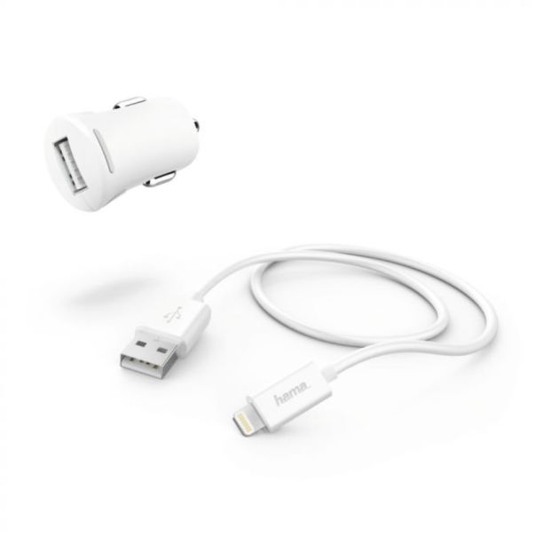 HAMA Auto punjač za iPhone, MFI, Premium, bela - 183266