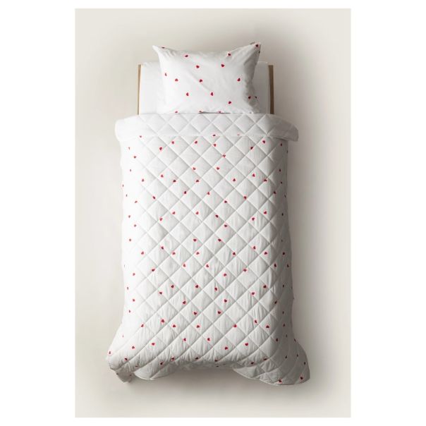 STEFAN  Štep deka frotir 140x200cm, crvena srca - 652-1377