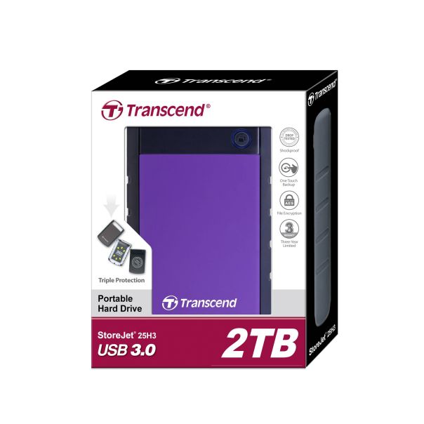 TRANSCEND Eksterni hard disk HDD 2TB H3P, ljubičasta - 0703330