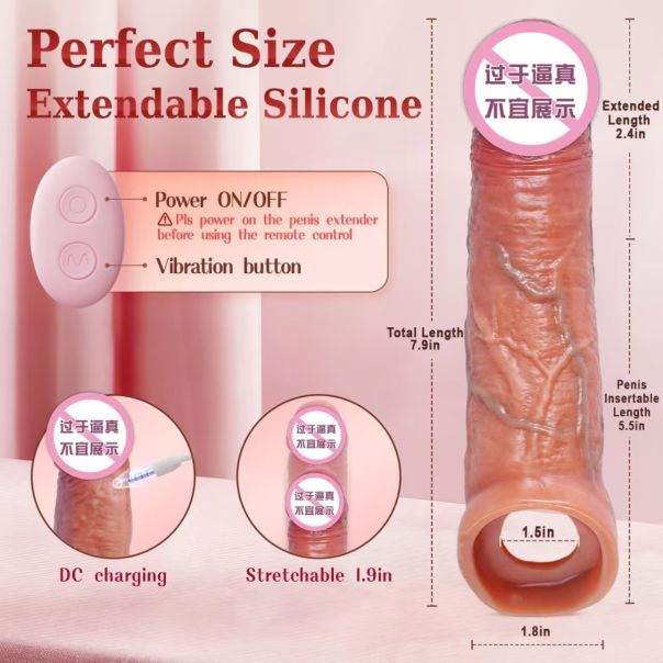 Vibrirajuća realistična navlaka i produžetak za penis (daljinski/app) - EP3175377