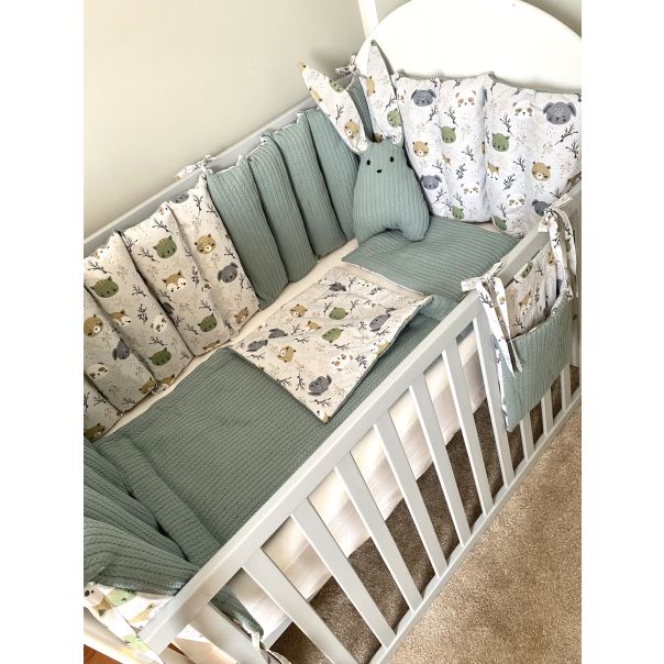 Zoreti kids 2024 Ogradica I posteljina za krevetac plazmica set pletnina zelena mede zelene - ZMZ002AC