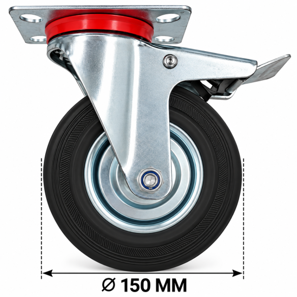 MKS Okretni točak sa kočnicom i montažnom pločicom 150 mm C-150 - EP3315212