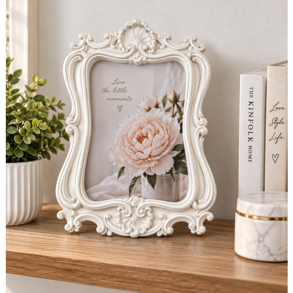 MKS Dekorativni ram za slike D15175-57 – beli barokni stil, 13 × 18 cm - EP3315119
