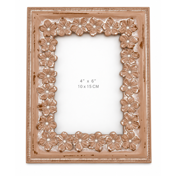 MKS Dekorativni ram za slike  – roze-zlatni sa cvetnim ornamentima, 10 × 15 cm - EP3315083