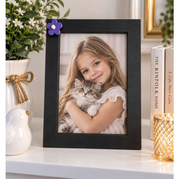 MKS Ram za slike – crni sa ljubičastim cvetom, 13 × 18 cm - EP3315272