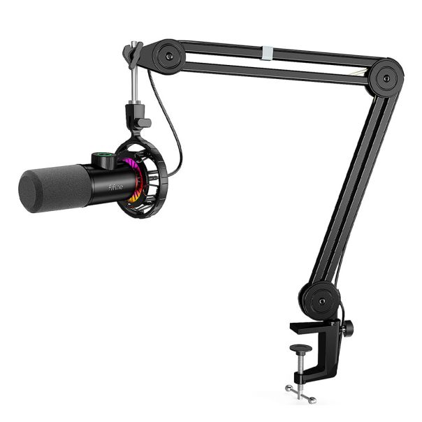 Fifine T658 USB RGB Dynamic Microphone With Boom Arm Stand - Black - EP3199514