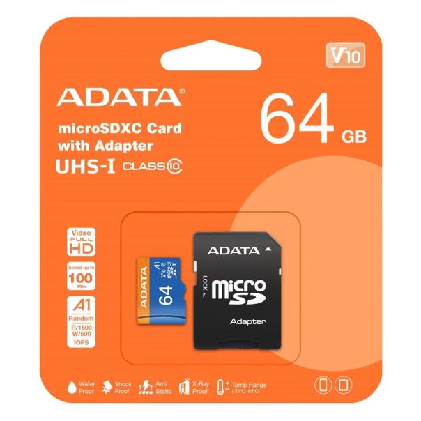 Premier Micro SD kartica 64GB + adapter UHS-I Class 10 AUSDX64GUICL10A1-RA1 - EP3026865