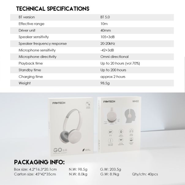 Slušalice bezicne GO AIR WH02 bez FANTECH - EP2908850