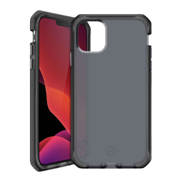 Maska za iPhone 12/ 12 Pro sivo Itskins Supreme Frost Antimicrobial crna - 051664