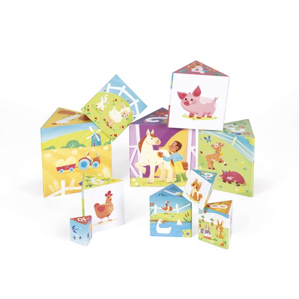 JANOD Edukativana igračka Kocke piramida -Farma za bebe - J02651