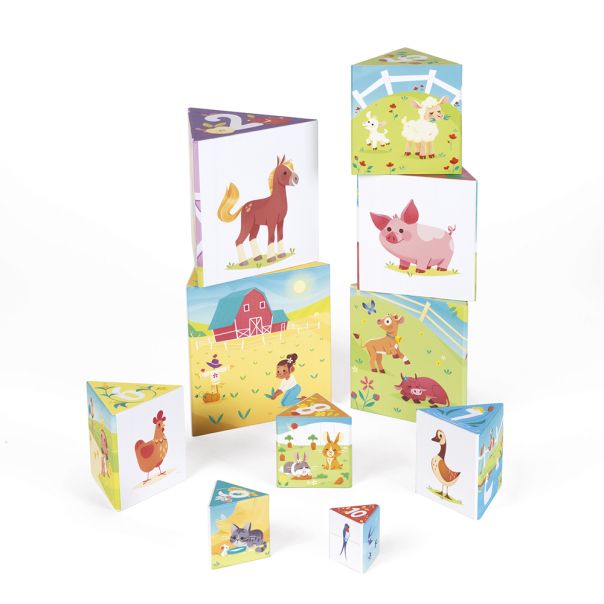 JANOD Edukativana igračka Kocke piramida -Farma za bebe - J02651
