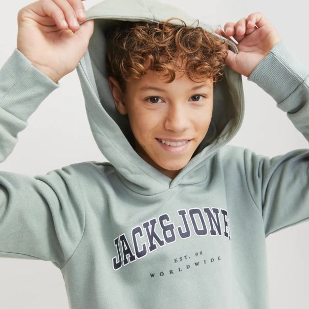JACK & JONES JUNIOR Duks za dečake sa kapuljačom JJCALEB, zeleni - 12259564Z