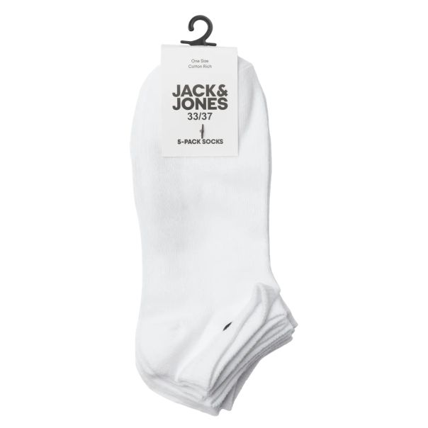 JACK & JONES JUNIOR kratke čarape za dečake JNR Set 5kom, bele - 12186046