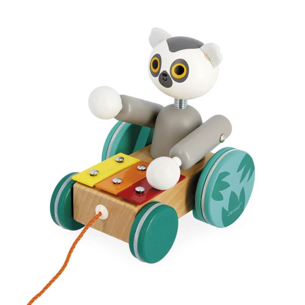 JANOD Drveni lemur na povlačenje sa ksilofonom Tropik - J08270