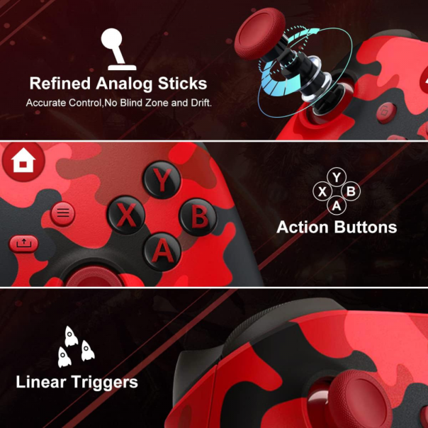 Joypad WIFI kontroler za XBOX One, XBOX X series, PC Windows, PS 3 army crvena - 214001