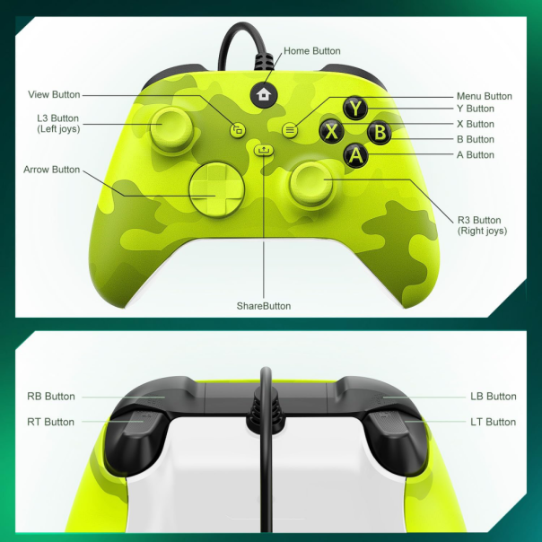 Joypad WIFI kontroler za XBOX One, XBOX X series, PC Windows, PS 3 army zelena - 214002