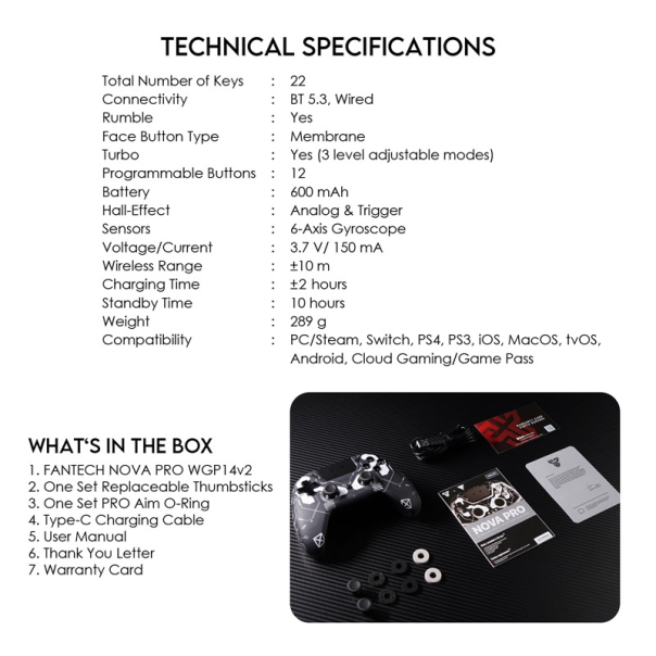 Joypad wireless Fantech WGP14V2 NOVA PRO multiplatform crni - G218222