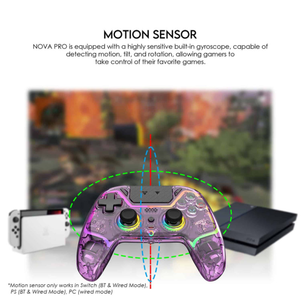 Joypad wireless Fantech WGP14V2 NOVA PRO multiplatform RGB CLEAR ljubicasti - G218221