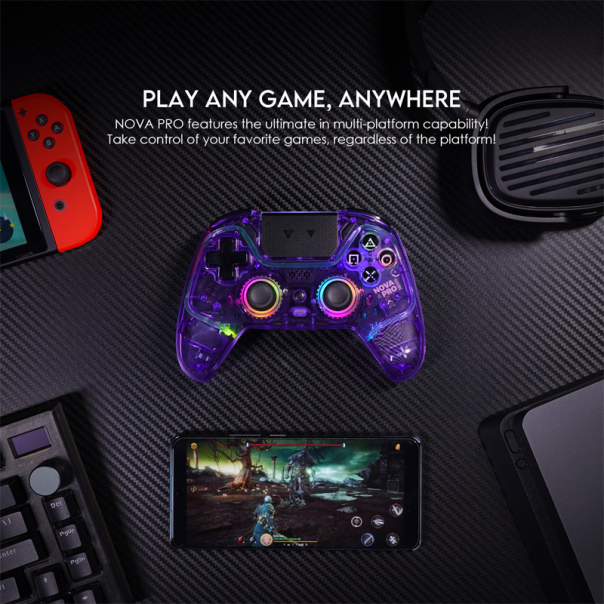 Joypad wireless Fantech WGP14V2 NOVA PRO multiplatform RGB CLEAR ljubicasti - G218221