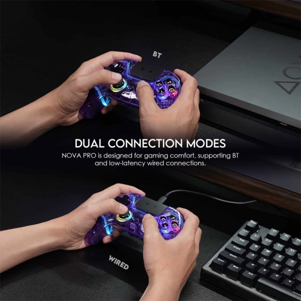 Joypad wireless Fantech WGP14V2 NOVA PRO multiplatform RGB CLEAR ljubicasti - G218221