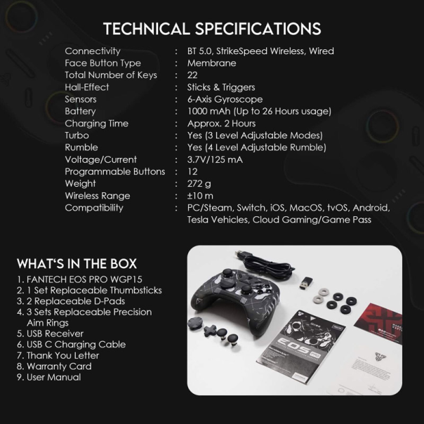 Joypad wireless Fantech WGP15 EOS PRO ORION multiplatform RGB crni - G218225