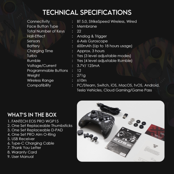Joypad wireless Fantech WGP15 EOS PRO ORION multiplatform RGB crni - 218225