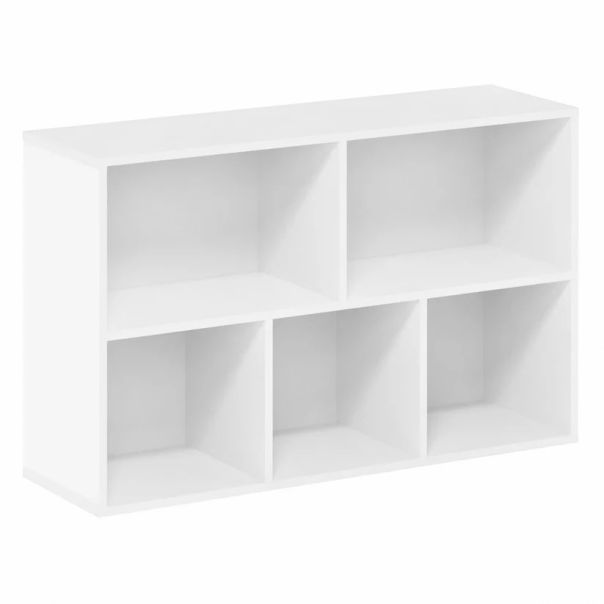 KINDER HOME Dečja polica za knjige sa 5 pregrada, beli organizator za knjige i igračke - EP3317862