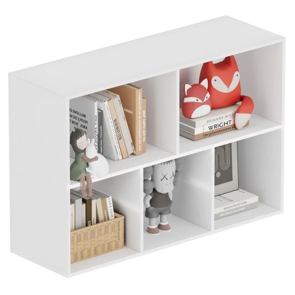 KINDER HOME Dečja polica za knjige sa 5 pregrada, beli organizator za knjige i igračke - EP3317862