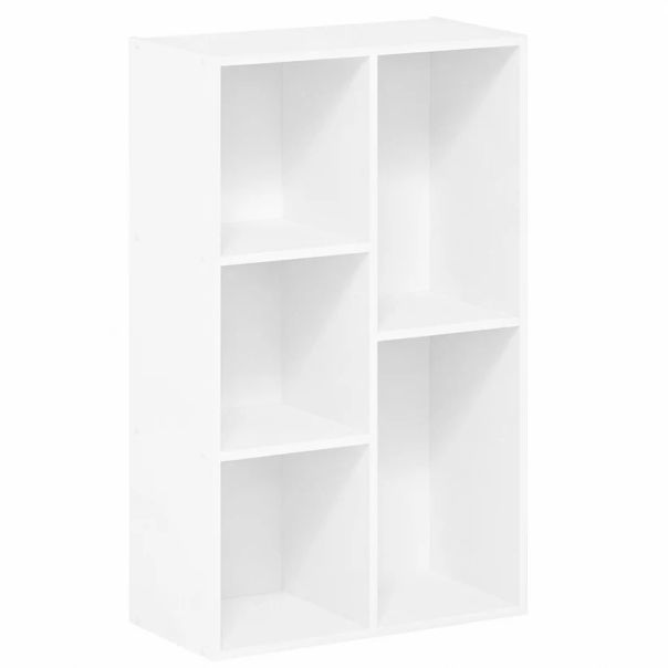 KINDER HOME Dečja polica za knjige sa 5 pregrada, beli organizator za knjige i igračke - EP3317862