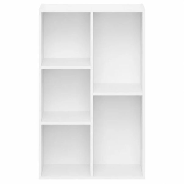 KINDER HOME Dečja polica za knjige sa 5 pregrada, beli organizator za knjige i igračke - EP3317862