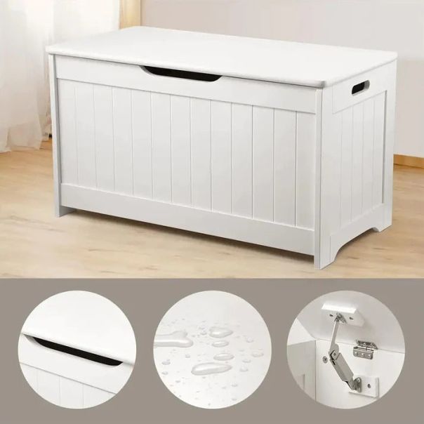 KINDER HOME Komoda i drvena kliupa za odlaganje dečijih igračaka i knjiga bela - JVTR-3086