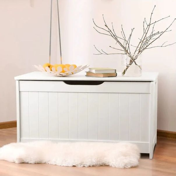 KINDER HOME Komoda i drvena kliupa za odlaganje dečijih igračaka i knjiga bela - JVTR-3086