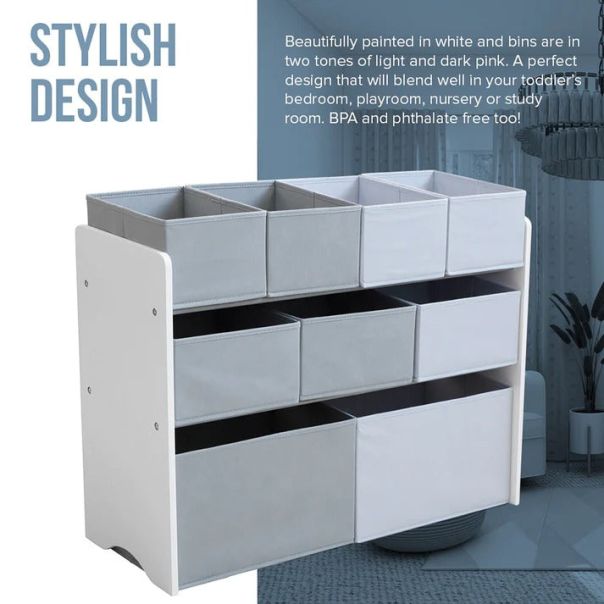 KINDER HOME Organizator za igračke belo-sivi - JVTR-3090-1