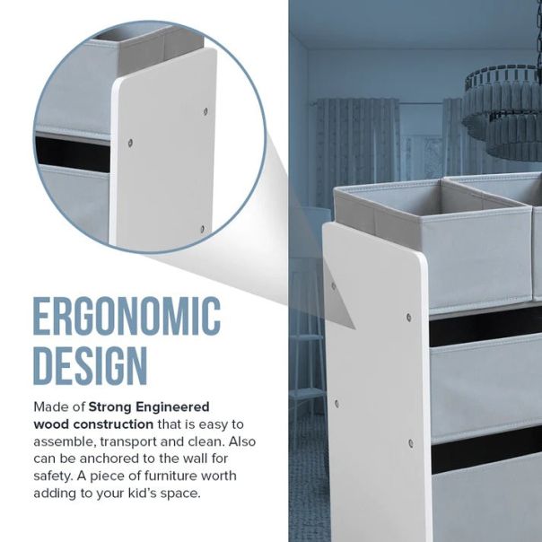 KINDER HOME Organizator za igračke belo-sivi - JVTR-3090-1