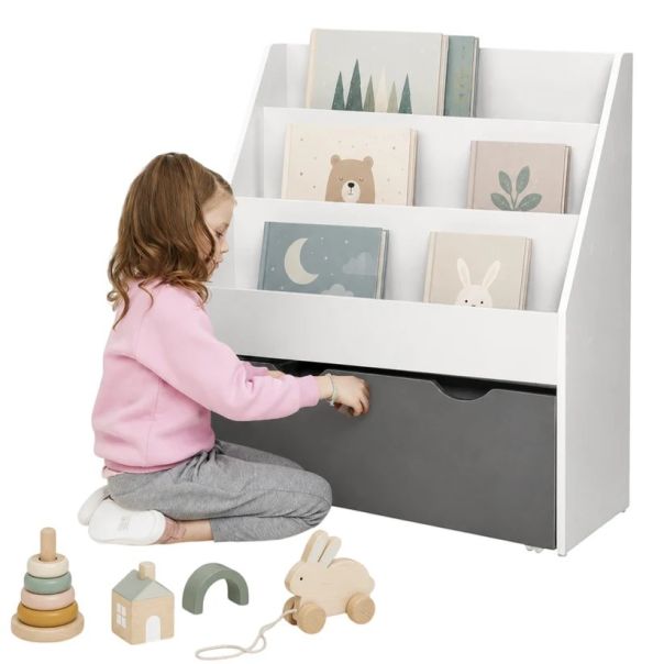 Dečija biblioteka KINDER HOME, bela, sa fiokom na točkovima - EP3317861