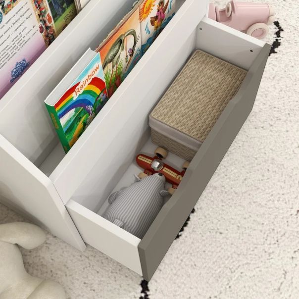 Dečija biblioteka KINDER HOME, bela, sa fiokom na točkovima - EP3317861