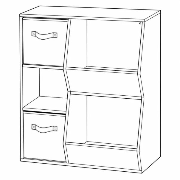 KINDER HOME Dečija polica za knjige, organizator za knjige i igračke sa 2 tekstilne kutije, bela - EP3317865