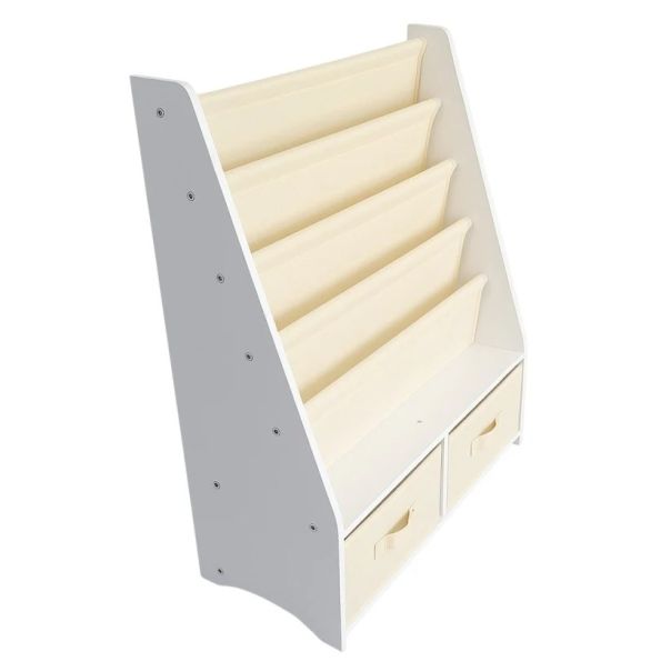 Dečiji drveni organizator 2 u 1, polica za knjige i kutije za odlaganje igračaka - JVTR-3317