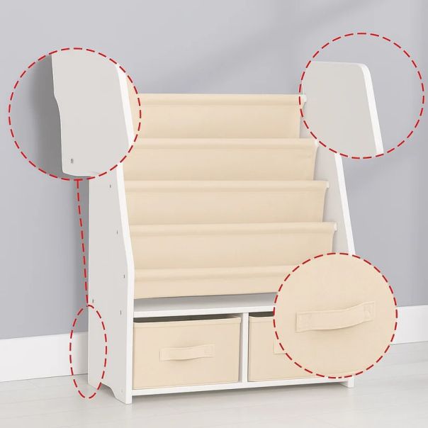 Dečiji drveni organizator 2 u 1, polica za knjige i kutije za odlaganje igračaka - JVTR-3317