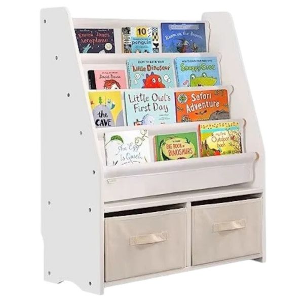 Dečiji drveni organizator 2 u 1, polica za knjige i kutije za odlaganje igračaka - JVTR-3317