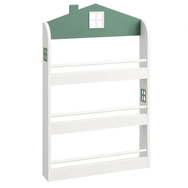 Dečija polica za knjige i igračke KINDER HOME – Kuća, 3 police, drvo - JVTR-3478