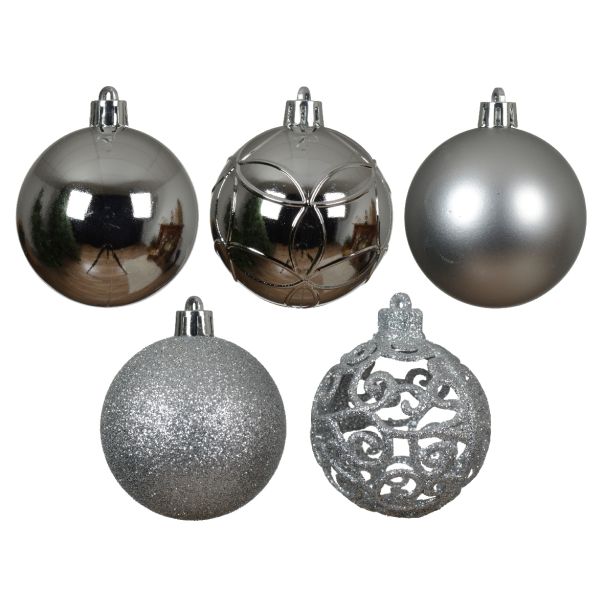 DECORIS Novogodišnje kugle za jelku, set 35/1 srebrna - KA021178